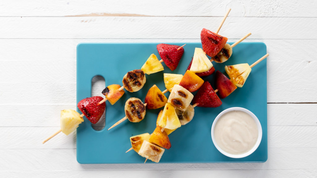 Image for Grilled Fruit Kabobs with Cinnamon-Maple Yogurt