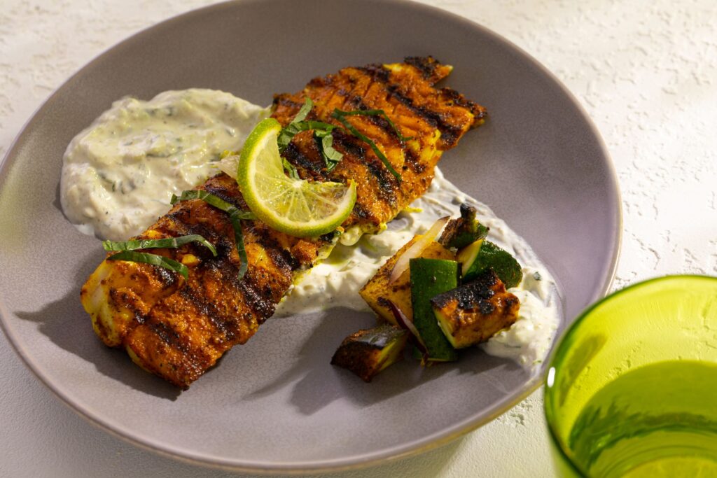 Image for Grilled Cod with Indian-Inspired Grilled Veggies