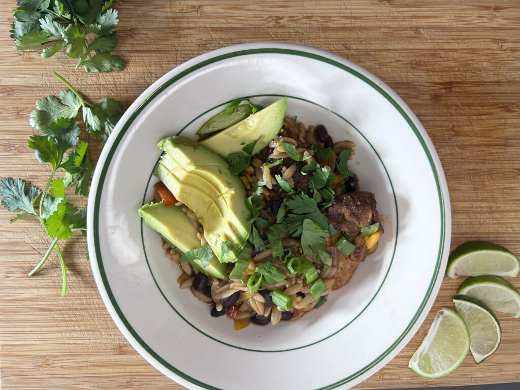 Image for One-Pot Chicken Skillet Tacos with Orzo and Black Beans